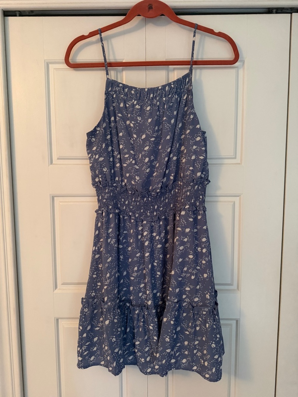 Blue Floral Tiered Spaghetti Strap Sundress